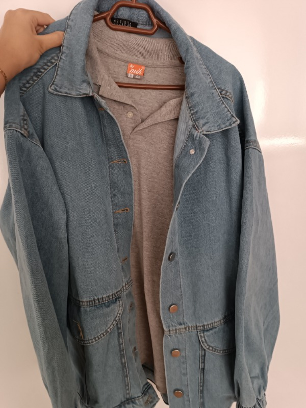 DK Moda Kadın Oversize Mavi Kot Ceket