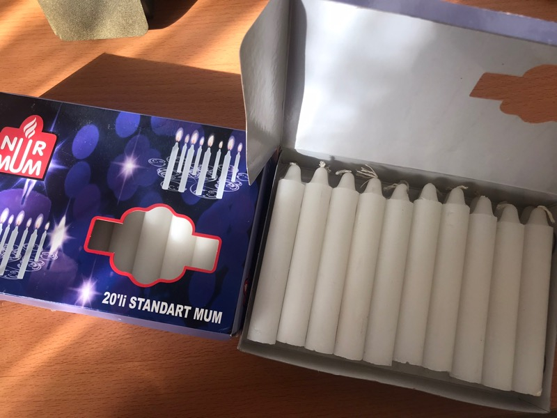 Nur Mum Beyaz Şamdan Mum 20'li