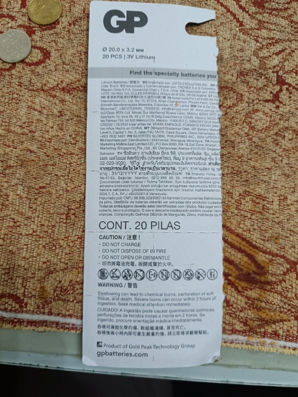 Gp CR2032 3V Lithium 10'lu Kartela