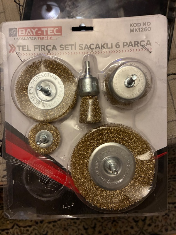      5 Parça Pimli Tel Fırça Seti 5li Matkap Real Özs Fırça Set