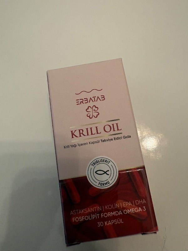 Erbatab Krill Oil 500 Mg 30 Kapsül Doğal Astaksantin ve Kolin İçeren Takviye Edici Gıda