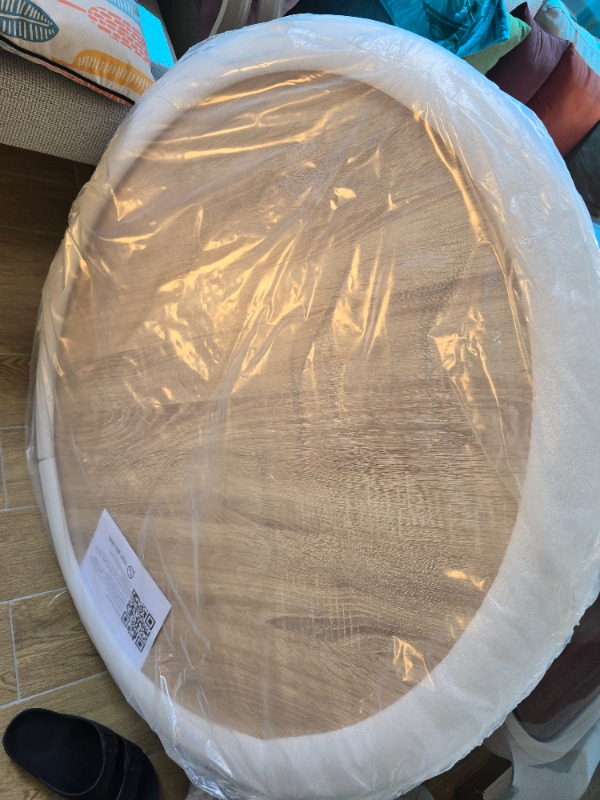 Alesta Life 90 Cm Çap - Ahşap Renk Katlanabilir Yer Sofrası Hamur Açma Tahtası Oyun Masası - 21 Cm Yükseklik