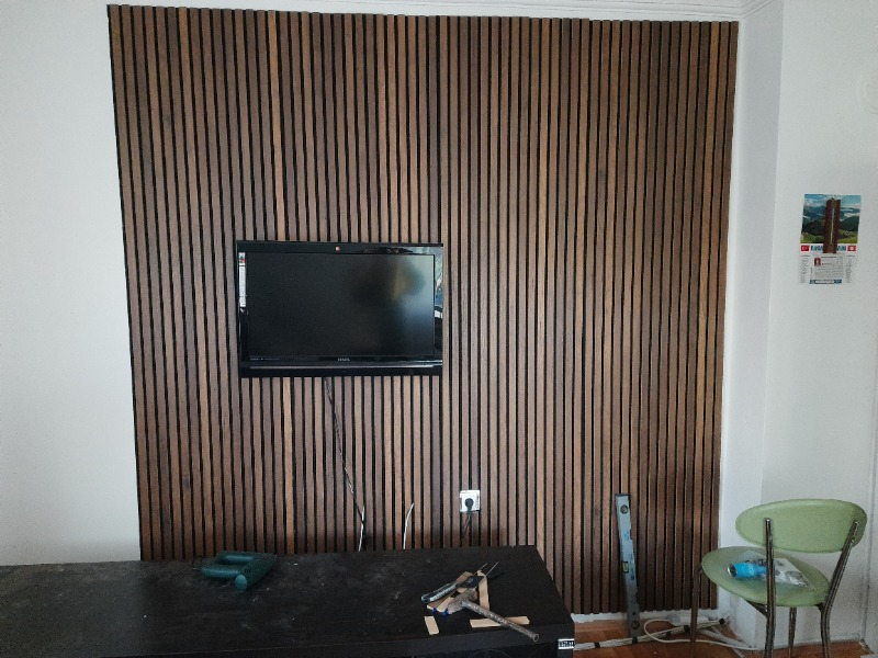 Akupanel Flex 60X245 cm Ceviz Renk Akustik Ahşap Duvar Paneli