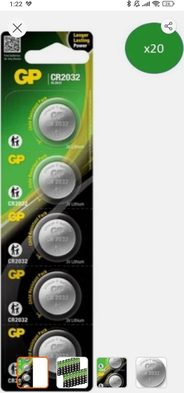 Gp CR2032 Lityum 3V Düğme Pil 5 Blister 20 Kart 100'lü