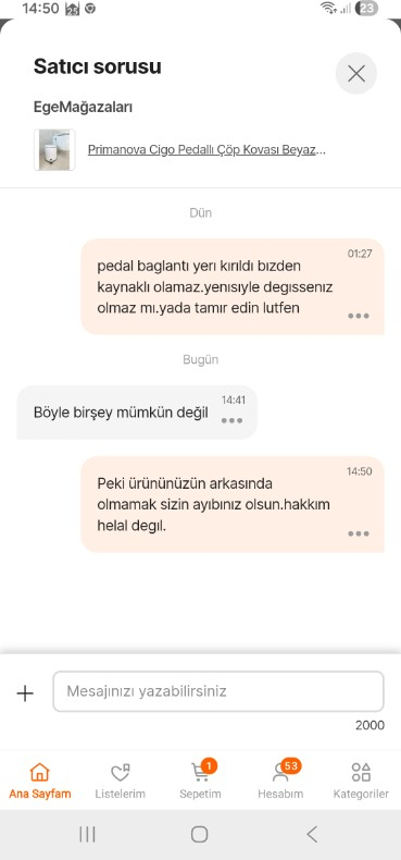 Primanova Cigo Pedallı Çöp Kovası Beyaz İç Kısım Gri M-E41-01-07