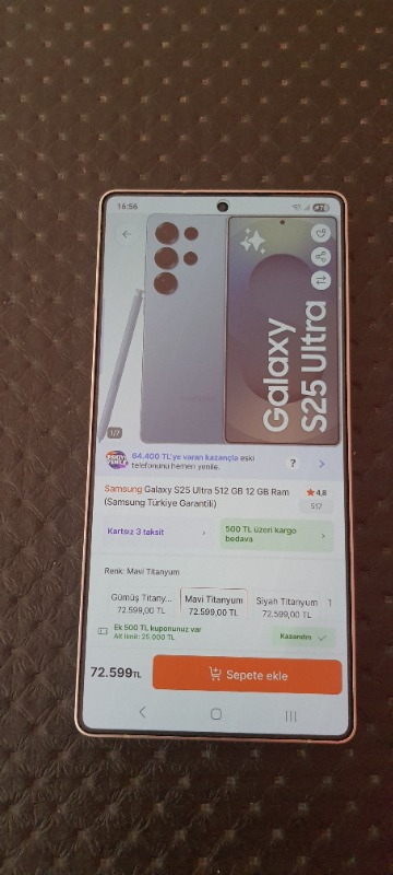 Samsung Galaxy S25 Ultra 512 GB 12 GB Ram (Samsung Türkiye Garantili)