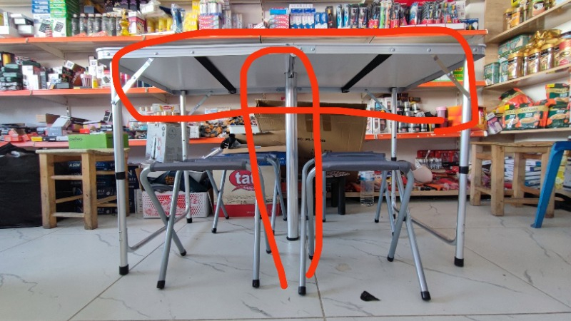 Uniqamping Çanta Tipi 4 Tabureli Katlanır Kamp Masa Seti - Ahşap Desen