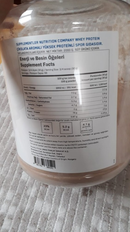 Supplementler Whey Protein 2000 gr