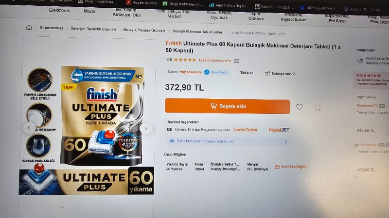Finish Ultimate Plus 60 Kapsül  Bulaşık Makinesi Deterjanı Tableti (1 x 60 Kapsül)