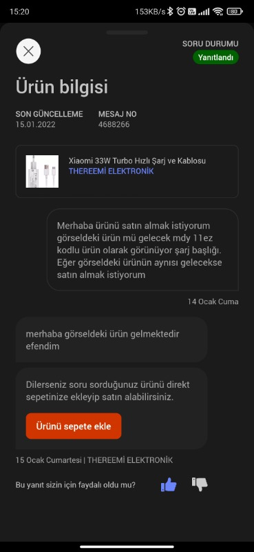 Xiaomi 33W Turbo Hızlı Şarj ve Kablosu