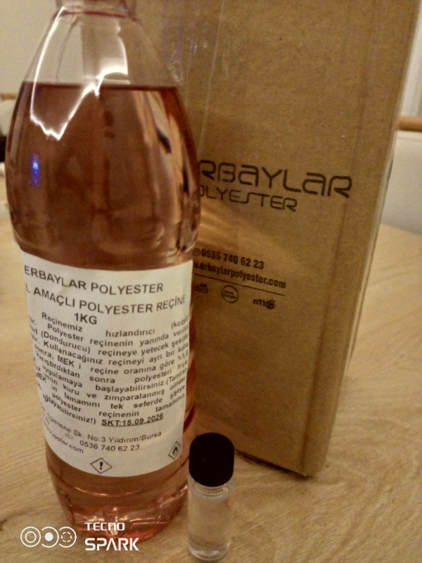 Fiber Elyaf Kompozit Fiber Elyaf Polyester Reçine 1kg. (Sertleştiricili)+Mek 10 Gr.