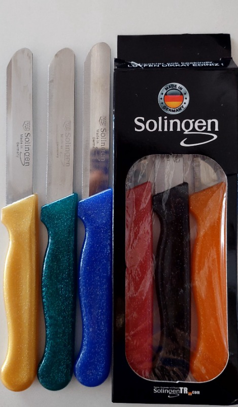 Solingen Micro Tırtıklı Sebze Doğrama Bıçağı 6'lı Karışık Renkli Çelik Malzeme ile Ergonomik Tasarım