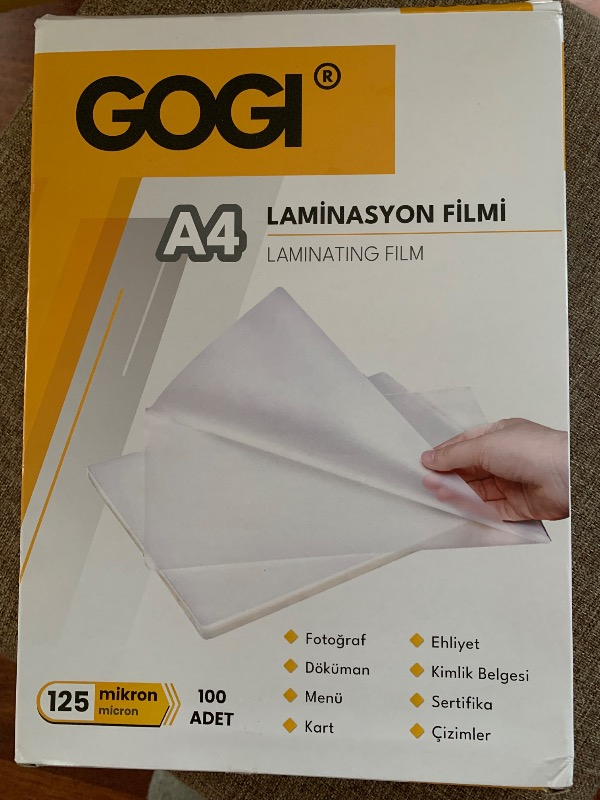 Kraf Laminasyon Filmi Parlak A4 125Mic 100'lü 2124