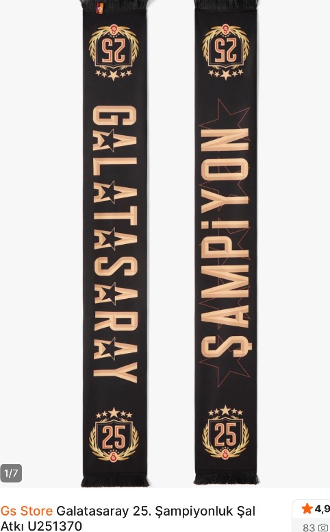 Gs Store Galatasaray 25. Şampiyonluk Şal Atkı U251370