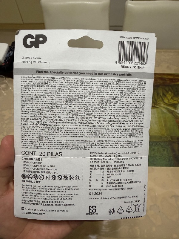 Gp CR2032 Lityum 3V Düğme Pil 5 Blister 10 Kart 50'li