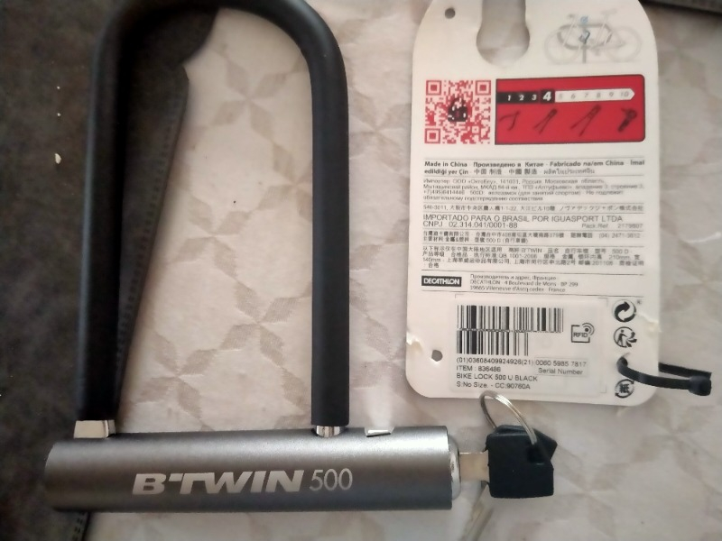 Btwin 500 U Bisiklet Kilidi Gri