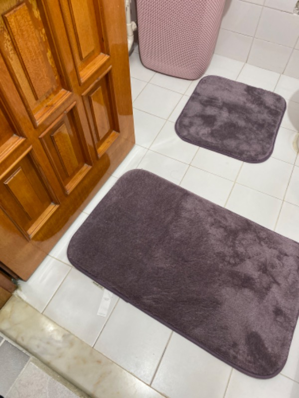 Madame Coco Carol 2'li Banyo Paspası - Koyu Mürdüm - 50 x 80 + 45 x 50 cm