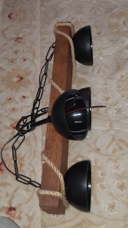 Megüsa Ahşap Halatlı 3 Lü Rustik Avize