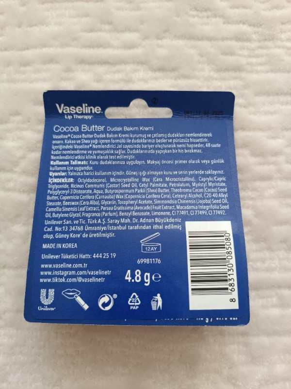 Vaseline Lip Therapy Dudak Bakım Kremi Cocoa Butter 4.8 gr X2