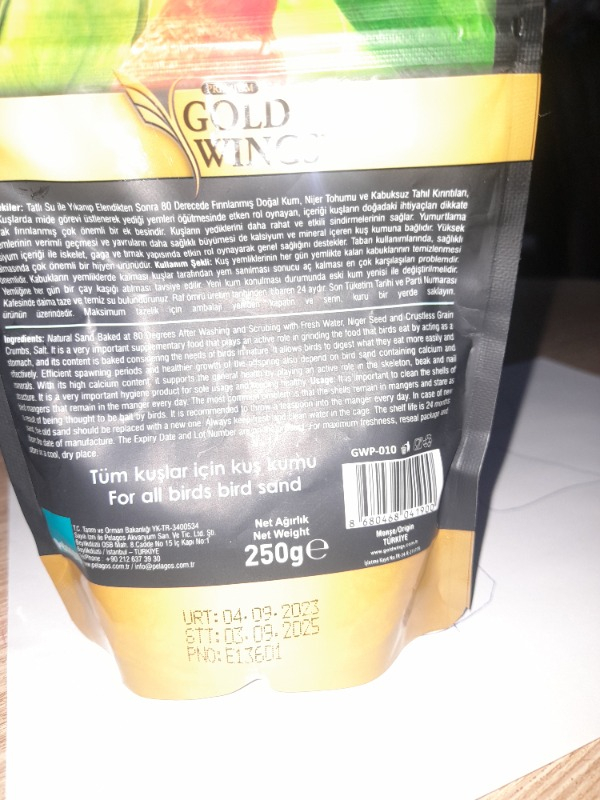 Gold Wings Premium Kuş Kumu 250  Gr