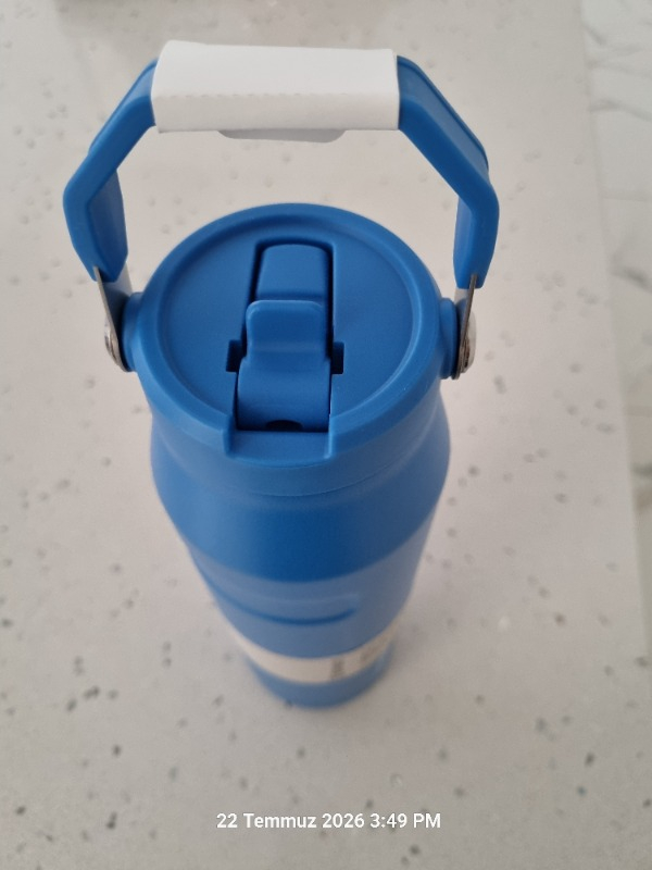 Stanley Iceflow Flip Straw Mavi Termos 1.06 Lt Paslanmaz Çelik Malzeme ile Uzun Süre Sıcak/Soğuk