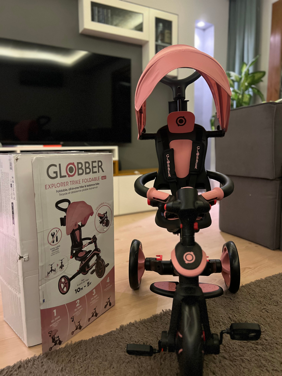 Globber Explorer 4in1 Katlanabilir Bisiklet - Koyu Pastel Pembe
