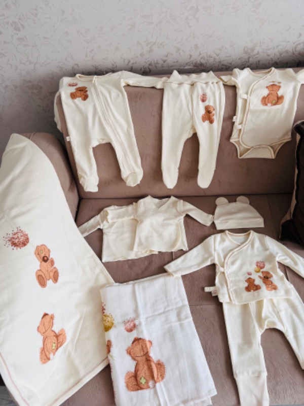 Tiny Lamb Tinylamb Fluffy Bear Organik Pamuk Penye Yeni Doğan Seti - 10 Parça