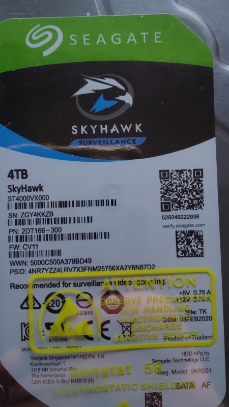Seagate 4TB Skyhawk RV ST4000VX016 3.5" 5900Rpm 256MB 7x24 Güvenlik Hdd (Resmi Distribitör Ürünü)