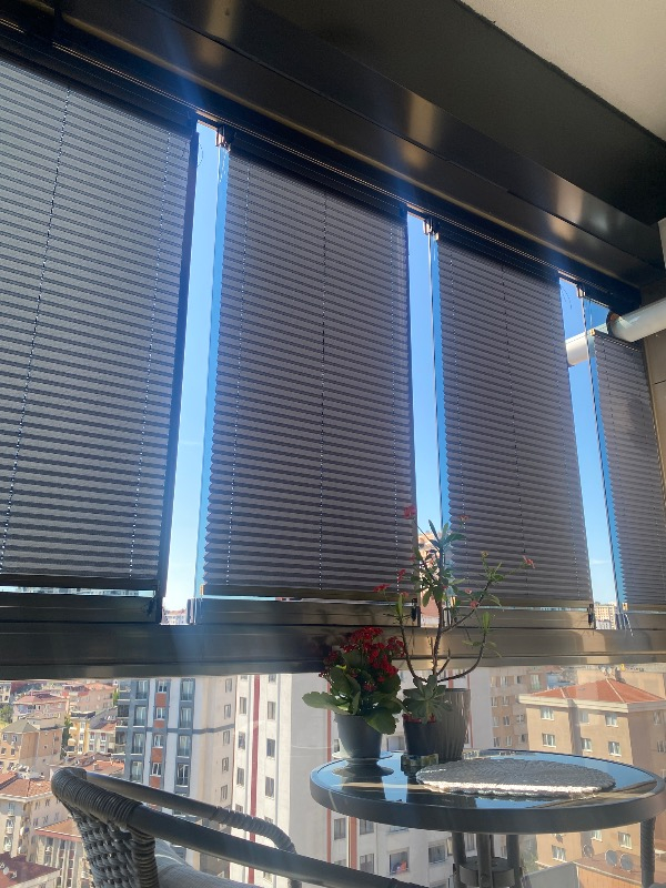 Plised Home Katlanabilir Cam Balkon Plise Perde Antrasit