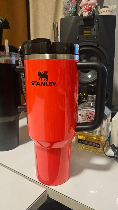 Stanley Quencher Pipetli Termos 1,18 Lt Neon Siyah-Turuncu