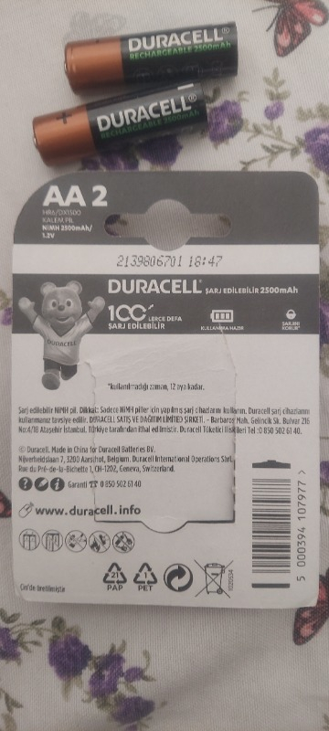 Duracell Şarj Edilebilir AA Kalem Pil 2500 mAh 2'li Paket