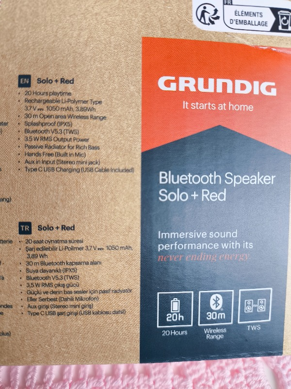 Grundig Solo+ Bluetooth Hoparlör Kırmızı