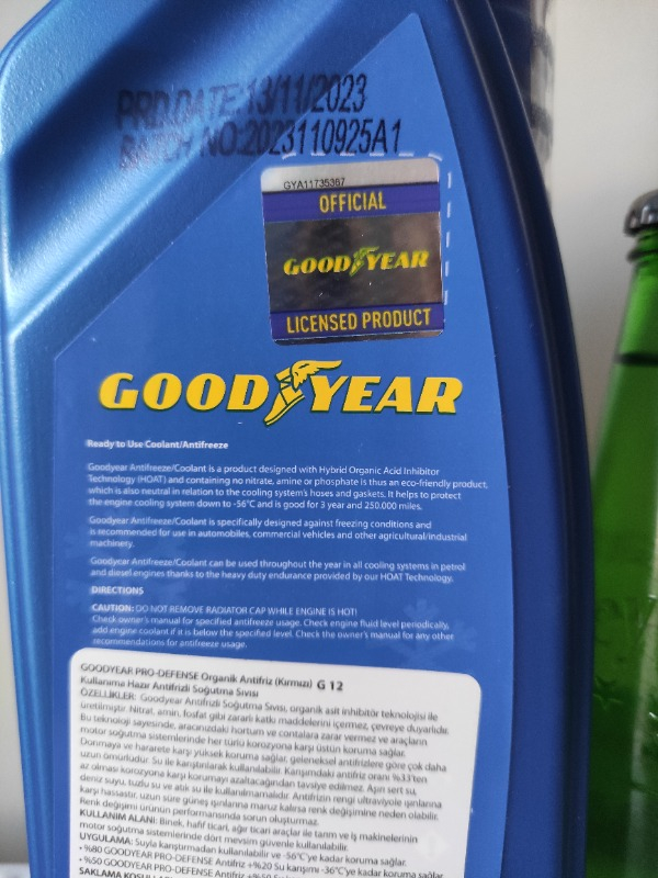 Goodyear Pro-Defense Organik Antifriz Kırmızı -56 Derece 1 Litre