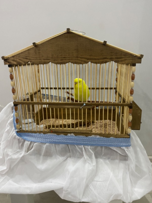 Naturbird Dik Çatı Ahşap Kafes ( Bambu Telli)