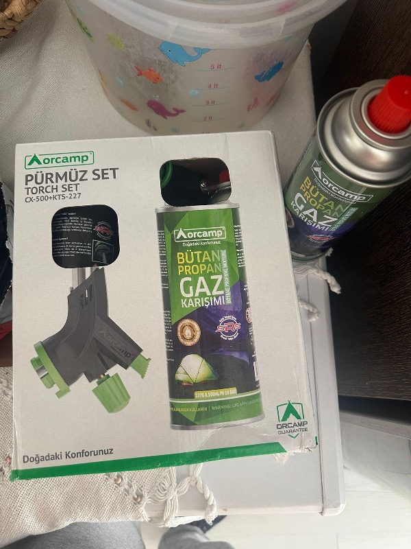 Orcamp Kamp Kartuş Tüp 227gr + Çakmaklı Pürmüz Set 4'lü Set Orgaz - Kts227 + Cx-500