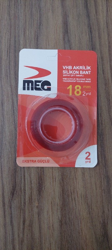 SGS VHB Çift Taraflı Akrilik Silikonize Bant 18mm 2mt