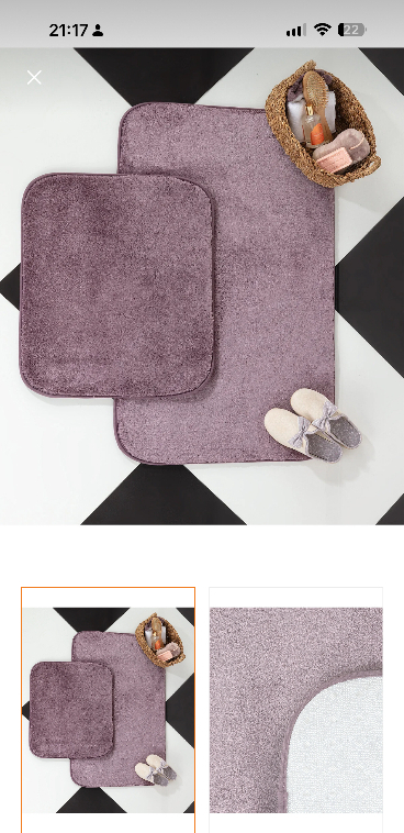 Madame Coco Carol 2'li Banyo Paspası - Koyu Mürdüm - 50x80 Cm