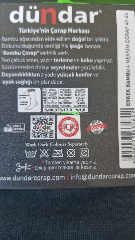 Dündar 12'li Bambu Erkek Çorap Dikişsiz Solmaz