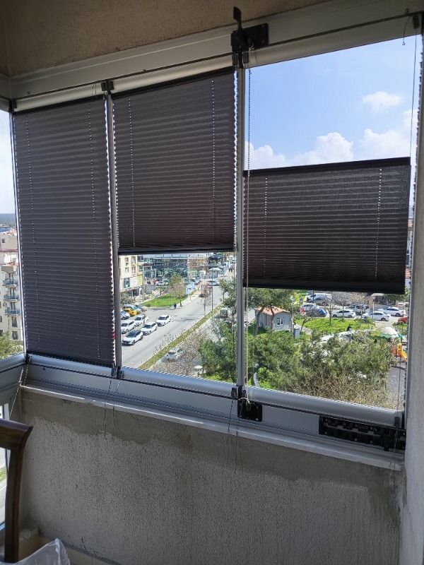 Plised Home Katlanabilir Cam Balkon Plise Perde Antrasit