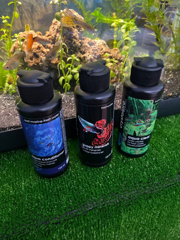 Crystalpro Guppy Lepistes Balıkları İçin 3X125ml Üçlü Bakım Seti Mineraller ve Su Sağlığı Ürünleri