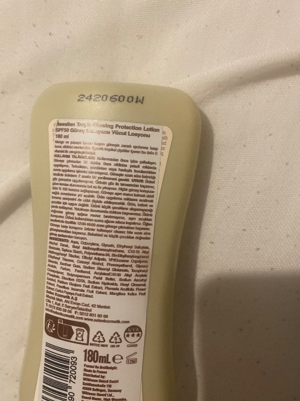 Hawaiian Tropic Satin Protection Protective Sun Lotion Spf 50 180 ml