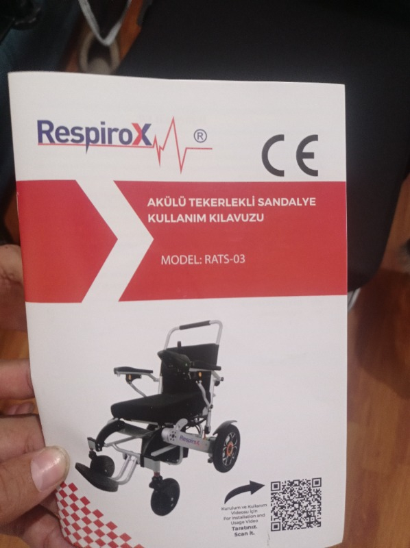 Respirox BC-EA8000 Akülü Tekerlekli Sandalye 360 Derece Joystick ile Taşınabilir ve Katlanabilir