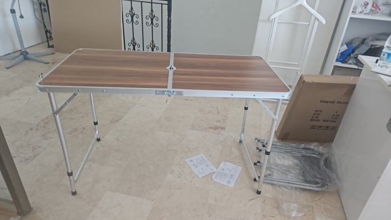 Uniqamping Çanta Tipi 4 Tabureli Katlanır Kamp Masa Seti - Ahşap Desen