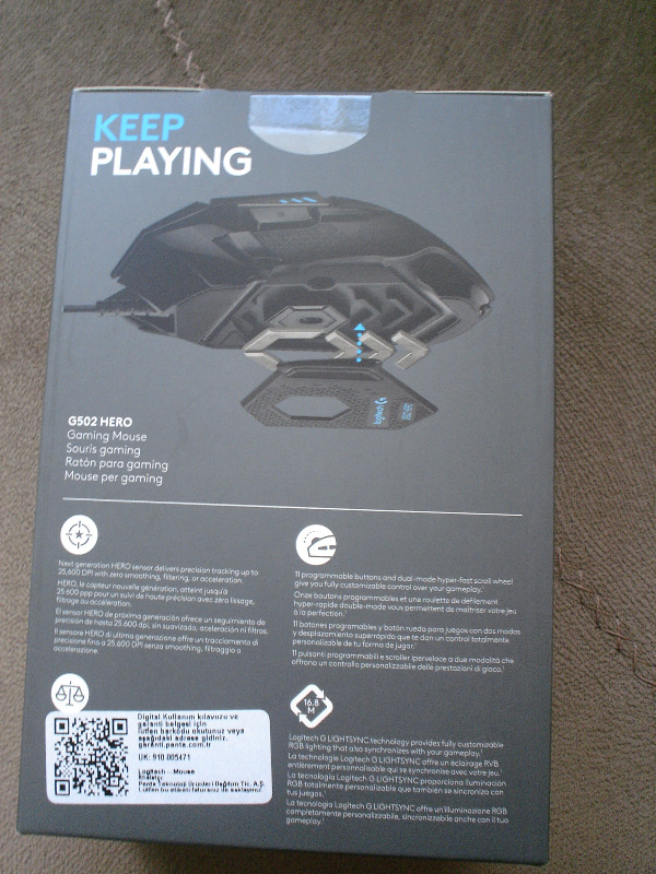 Logitech G G502 HERO LIGHTSYNC 25.600 DPI Yüksek Performanslı Kablolu Oyuncu Mouse - Siyah