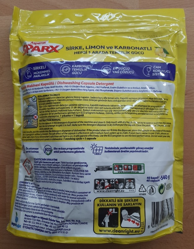 Asperox Sparx  Bulaşık Makinesi Kapsülü 40'lı