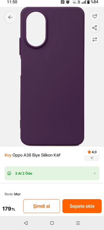 Kvy Oppo A38 Biye Silikon Kılıf
