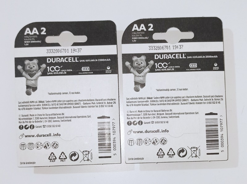 Duracell Şarj Edilebilir AA 2500mAh Piller 2'li Paket