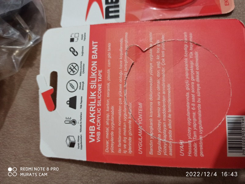 SGS VHB Çift Taraflı Akrilik Silikonize Bant 18mm 2mt