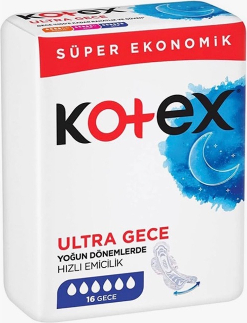 Kotex Ultra Gece Ped 16 Adet
