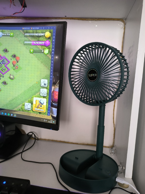 Robeve Masaüstü Vantilatör Şarjlı Vantilatör Yükselebilen Fan Vantilatör Soğutucu Fan Klima Serinletici Fan 3 Kademeli Hız Ayarı Vantilatör
